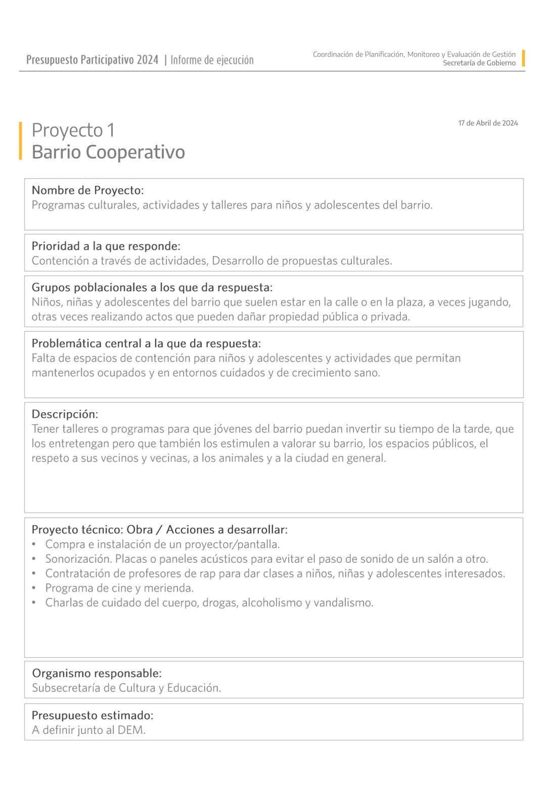 Ficha de proyecto Cooperativo Proyecto 1